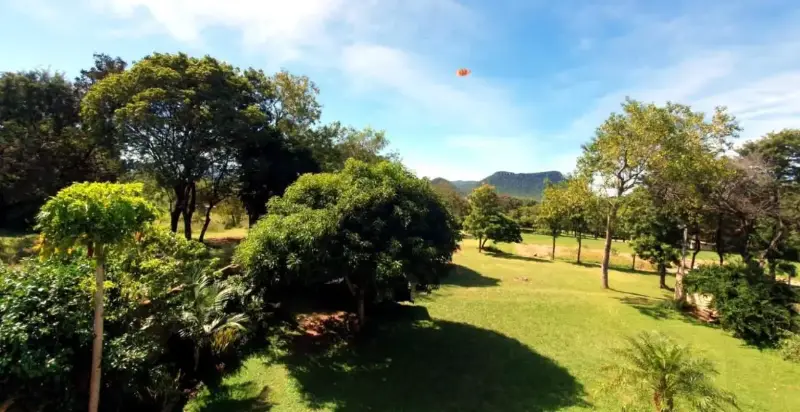 Parque arbolado con vista a los cerros